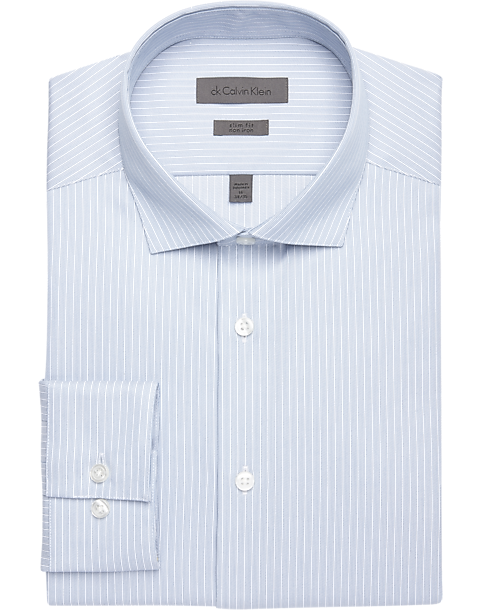 Calvin Klein Steel Blue Slim Fit Dress Shirt - Men's Sale | Men's Wearhouse