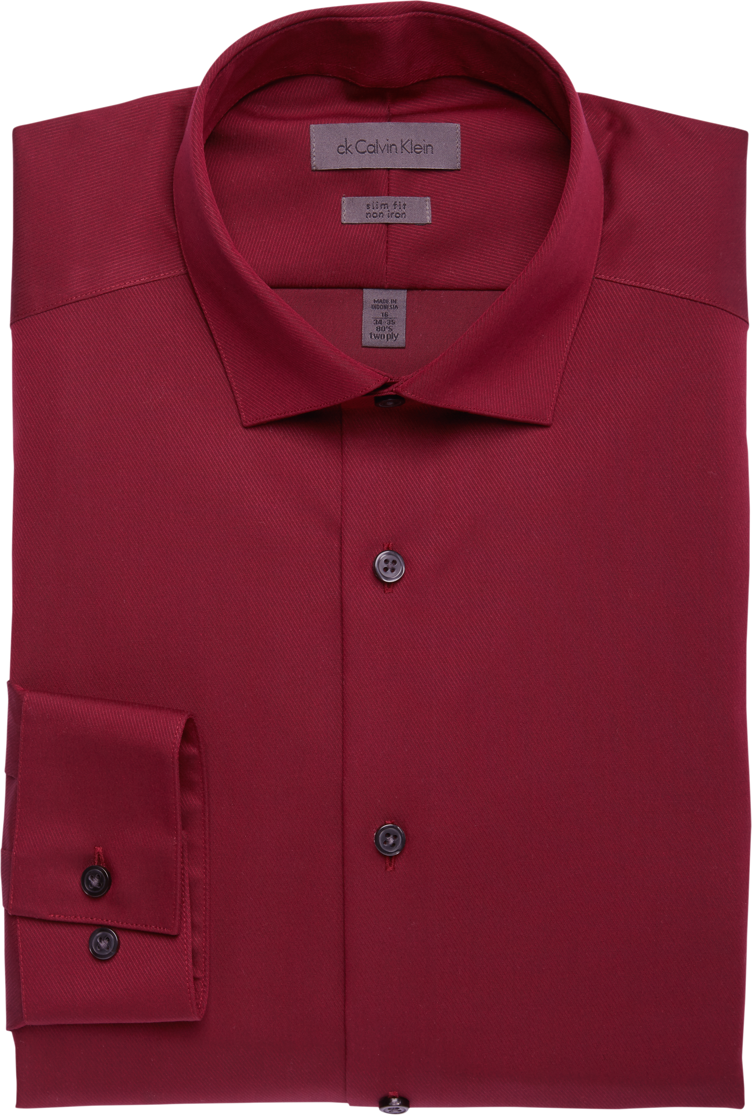 Calvin Klein Wine Slim Fit Dress Shirt - Men's Sale | Men's Wearhouse