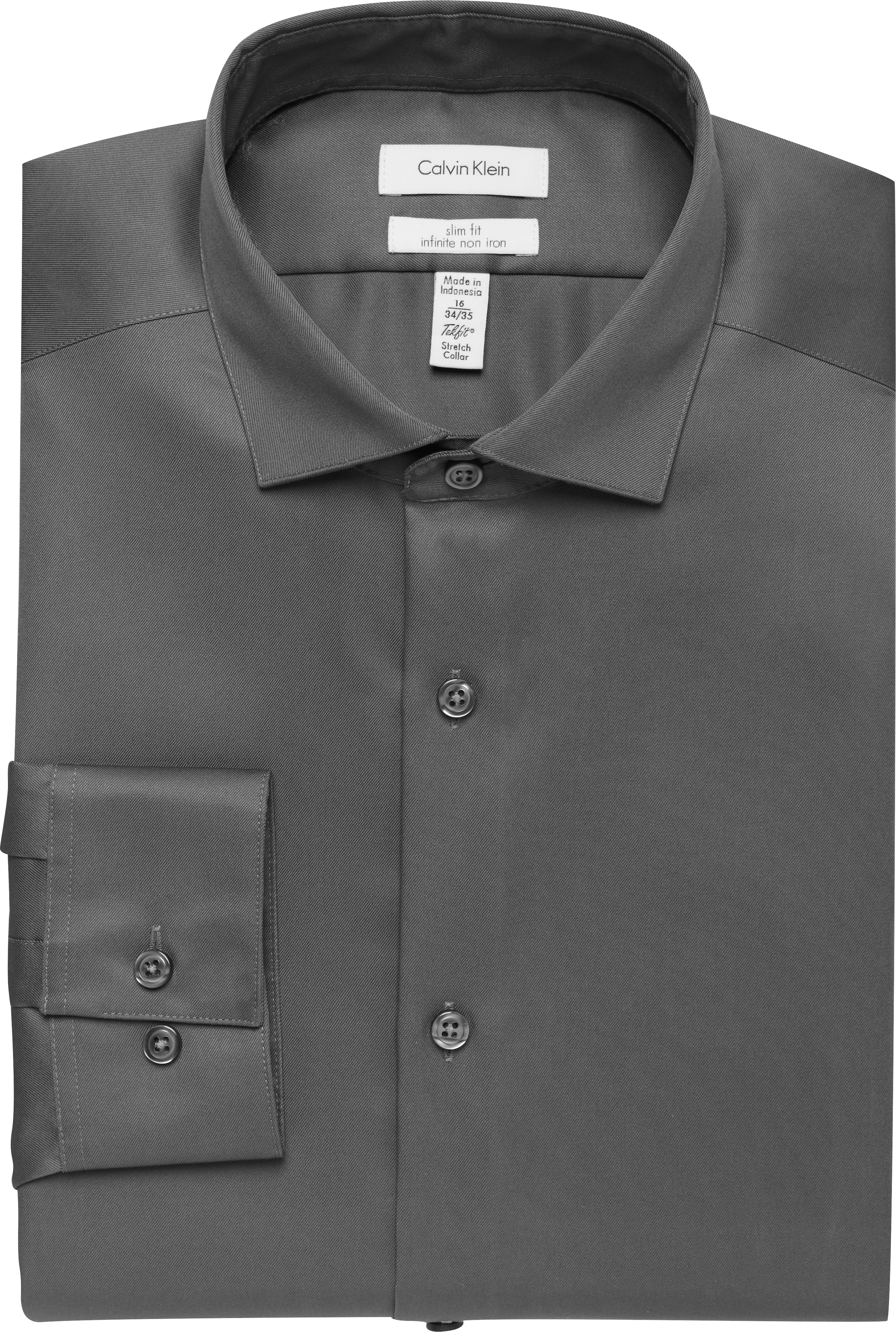 Calvin Klein Infinite Non-Iron Gray Slim Fit Dress Shirt - Men's Sale ...