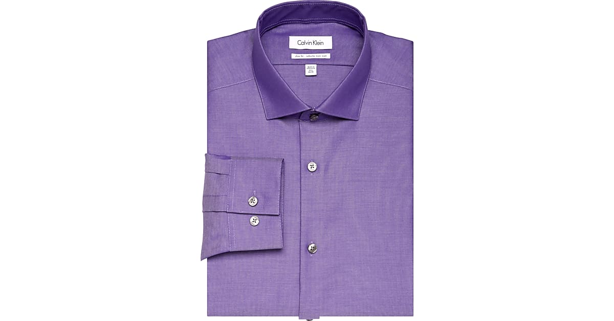 Calvin Klein Infinite Non-Iron Purple Slim Fit Dress Shirt - Men's Sale |  Men's Wearhouse