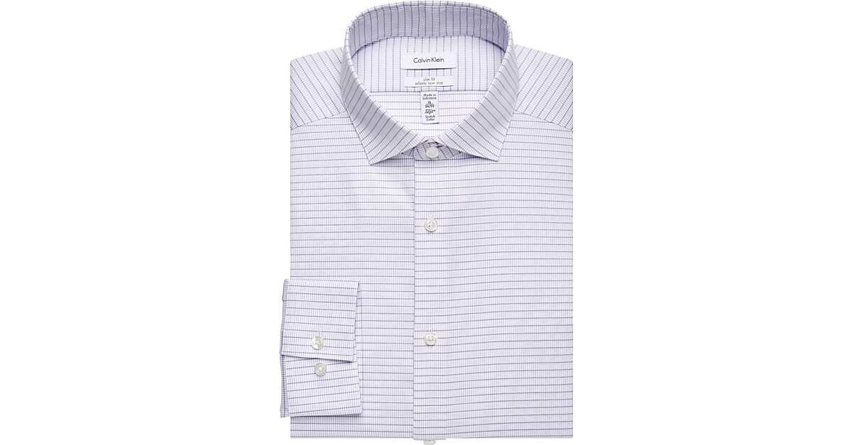 Calvin Klein Infinite NonIron Lavender Stripe Slim Fit Dress Shirt
