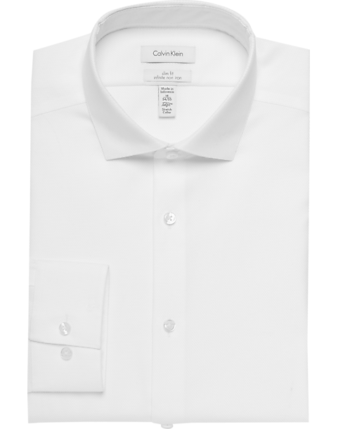 Calvin Klein White Slim Fit Dress Shirt - Men's Shirts | Men's Wearhouse