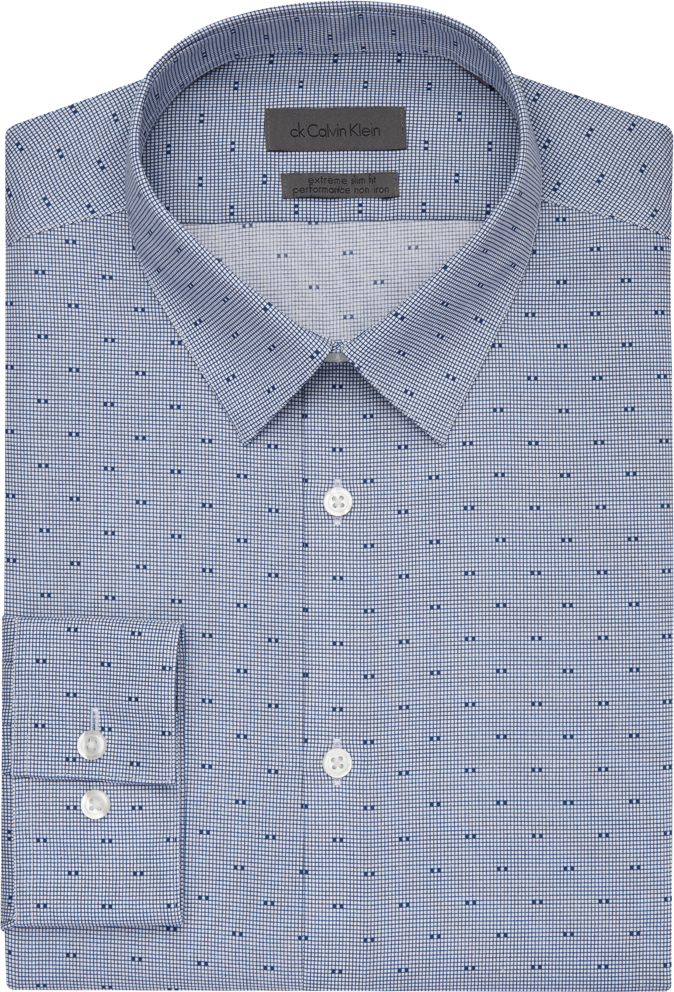 Calvin Klein Navy Dot Extreme Slim Fit Dress Shirt - Men's Sale | Men's Wearhouse