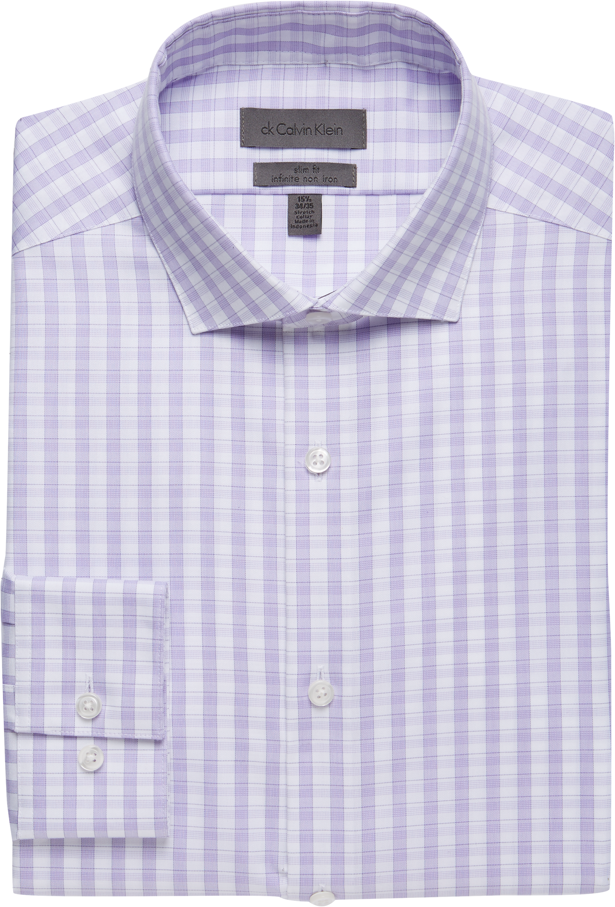 Calvin Klein Infinite Non-Iron Lavender Check Slim Fit Dress Shirt ...