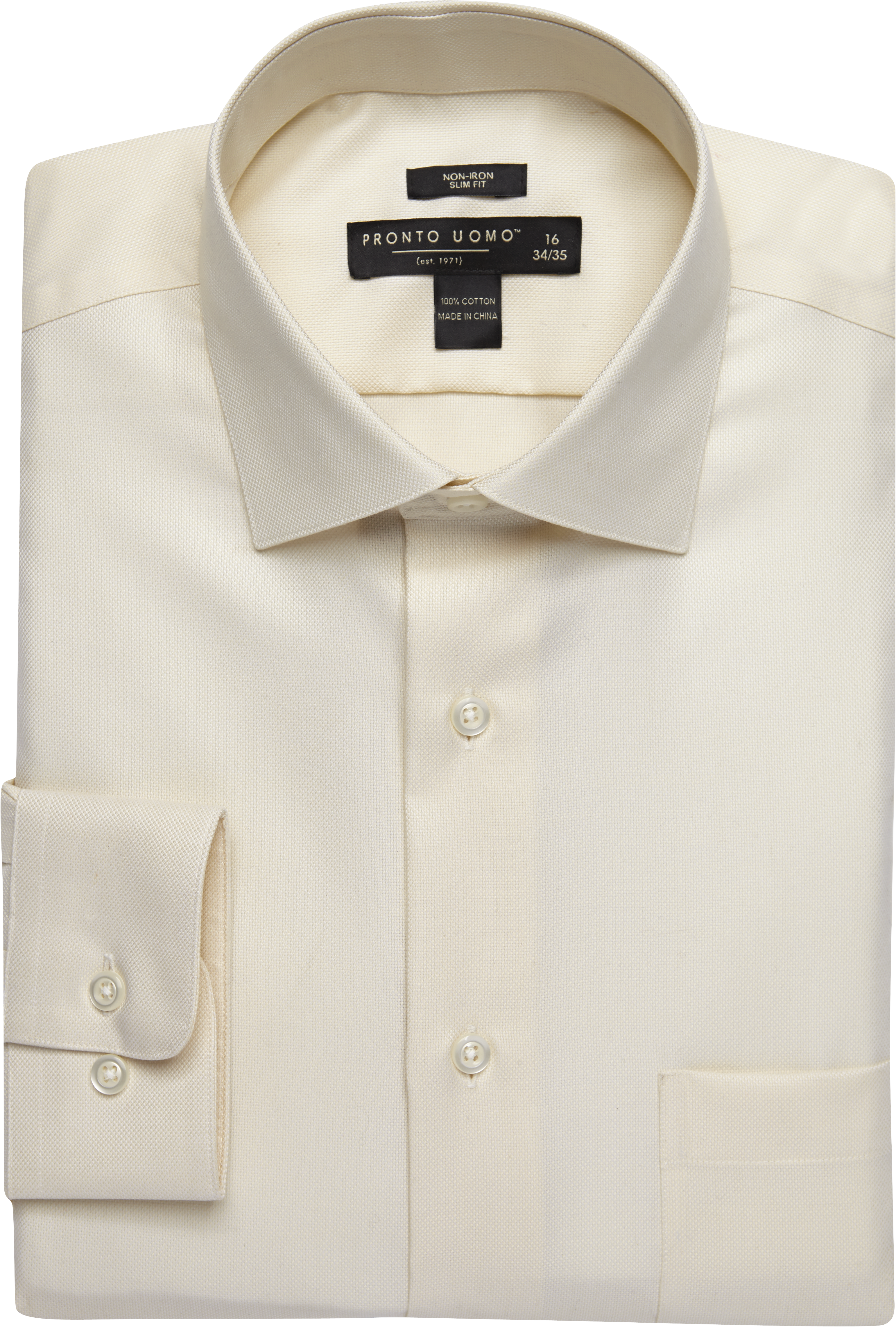 Pronto Uomo Ecru Queen's Oxford Slim Fit Dress Shirt - Men's Shirts ...