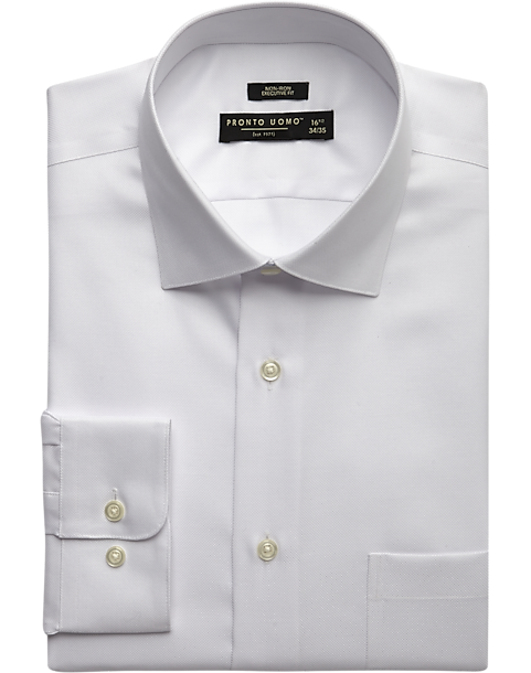 Mens Dress Shirt Plain White Modern Fit Wrinkle-Free Cotton Blend Amanti Spread 