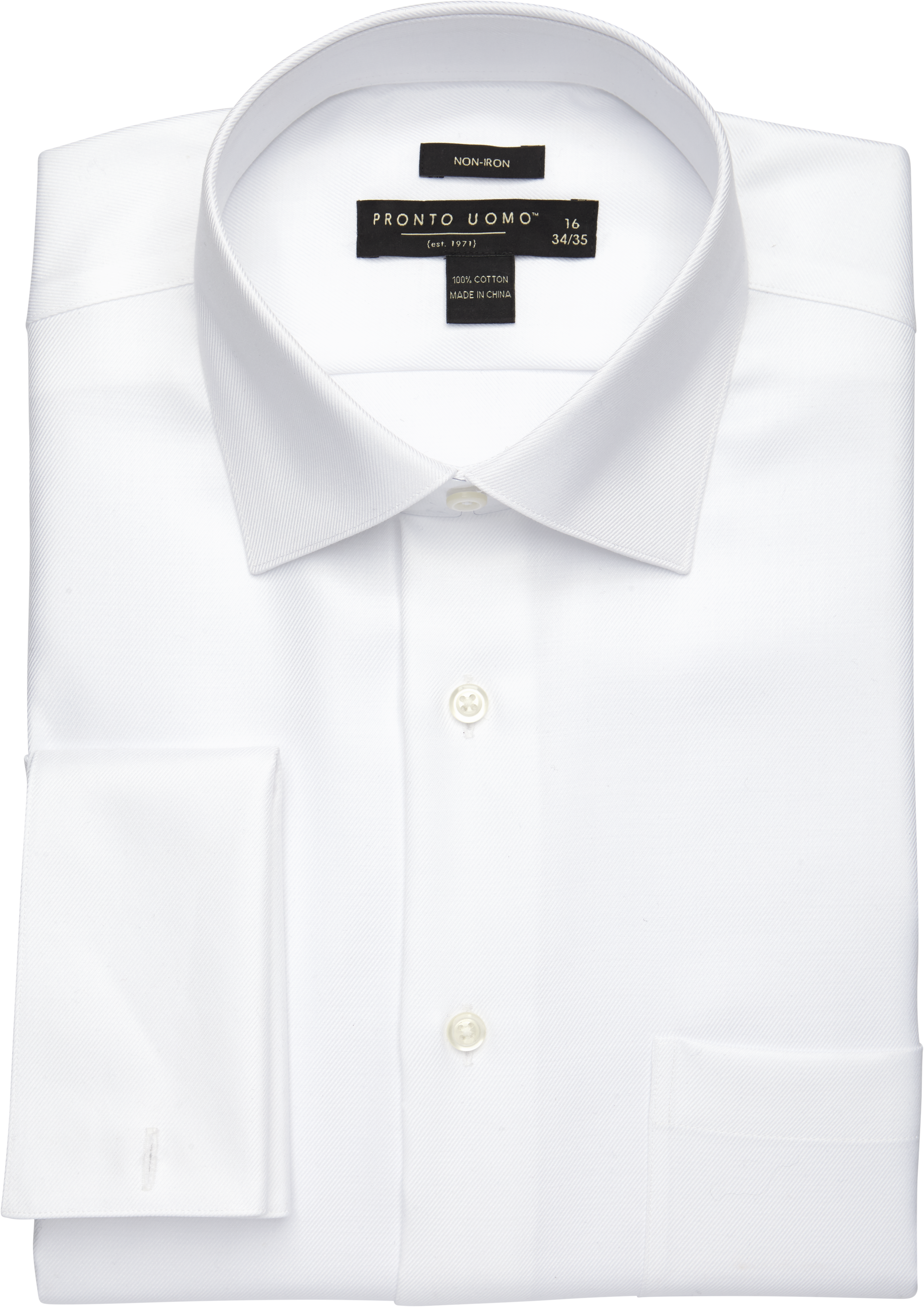 Pronto Uomo Modern Fit French Cuff Twill Dress Shirt, White - Men's  Featured | Men's Wearhouse