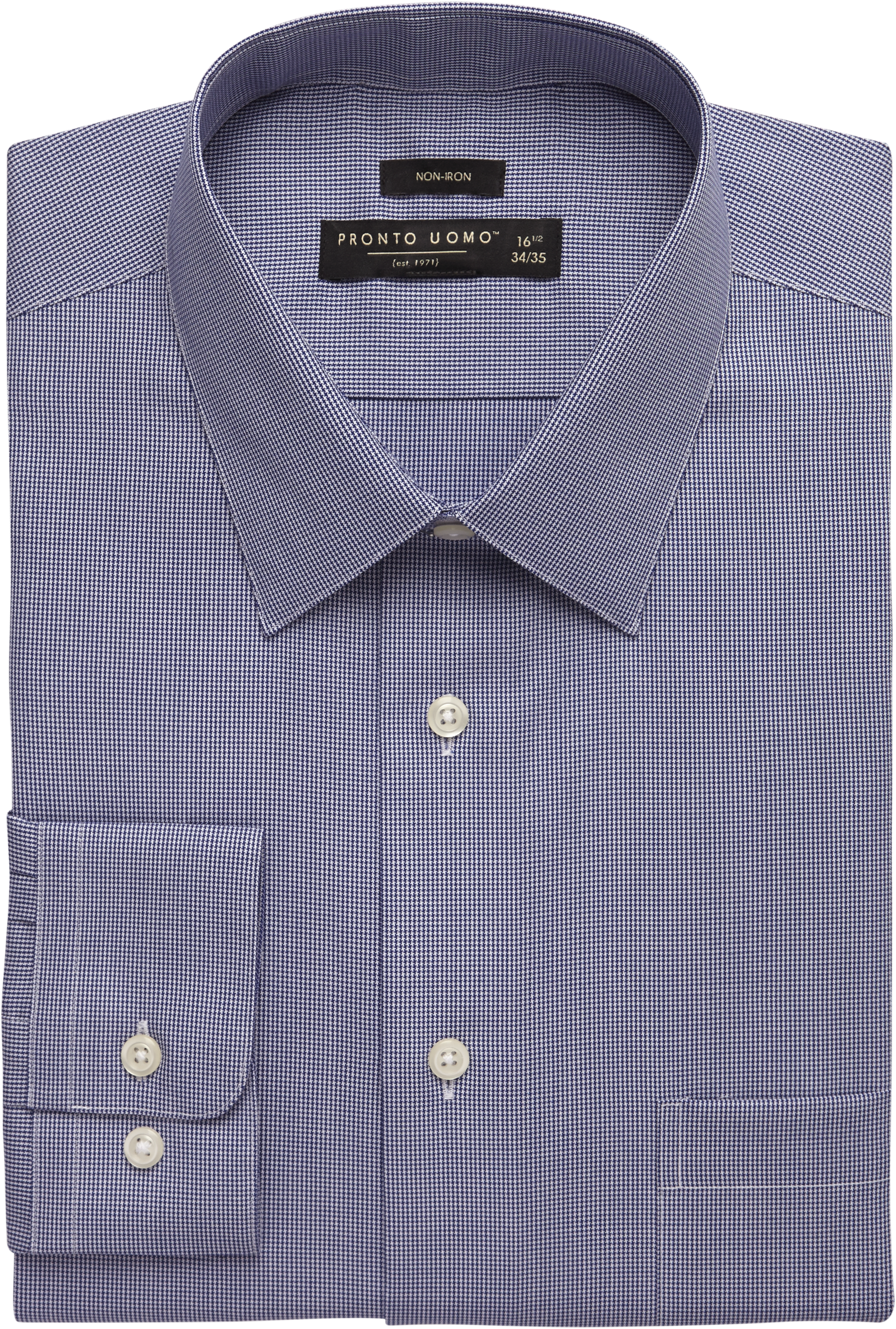 Pronto Uomo Blue Check Non-Iron Dress Shirt - Men's Sale | Men's Wearhouse