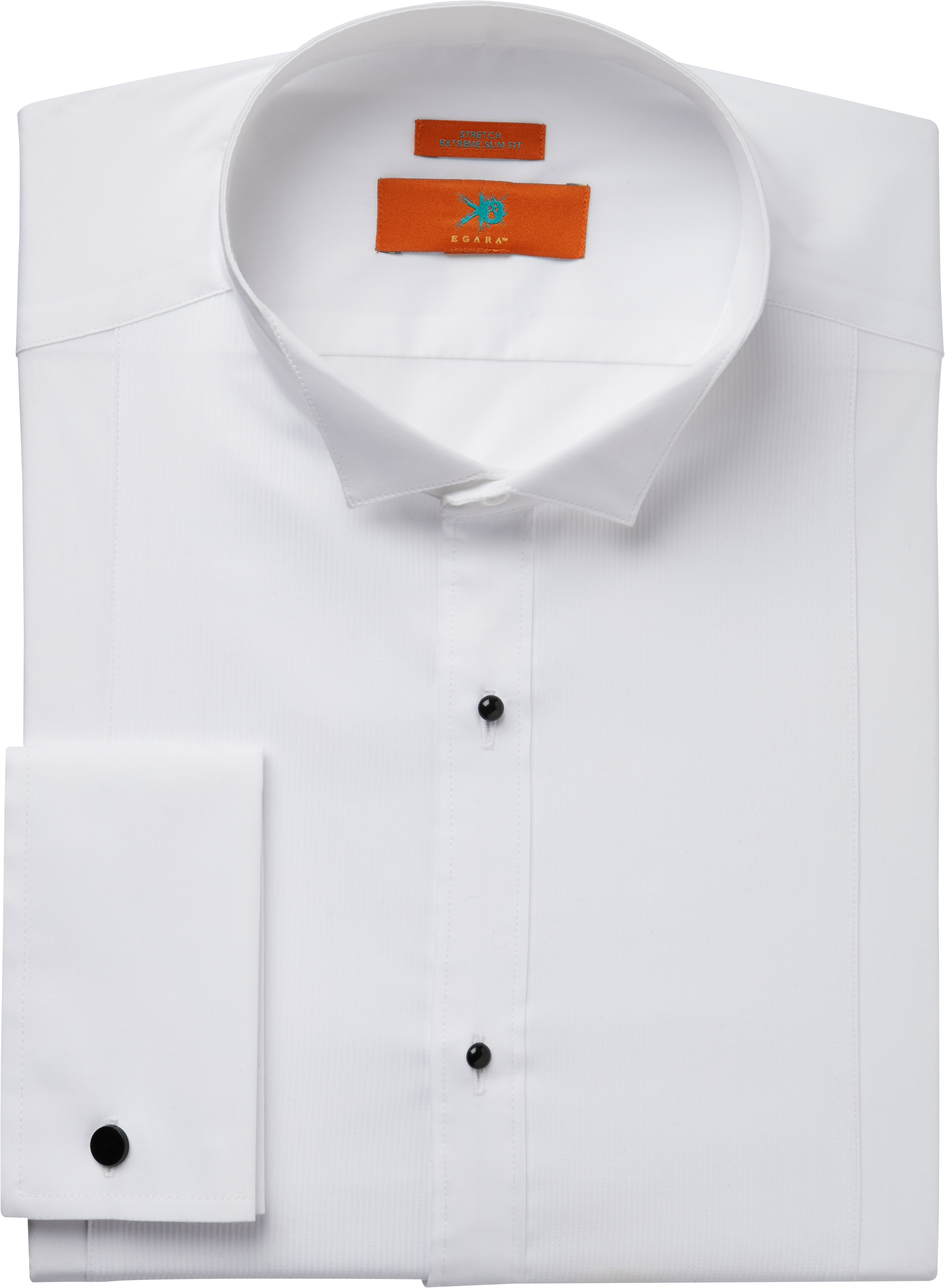 Egara Orange White Extreme Slim Fit French Cuff Dress Shirt - Men's Big ...