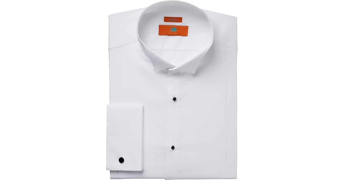 Egara Orange White Extreme Slim Fit French Cuff Dress Shirt 