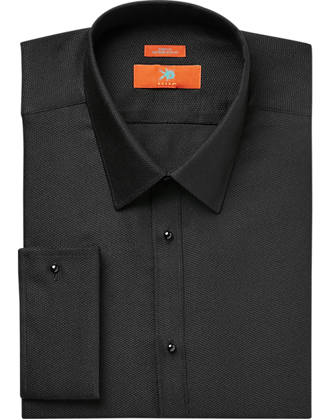Egara Orange Black Extreme Slim Fit French Cuff Dress Shirt - Men's ...