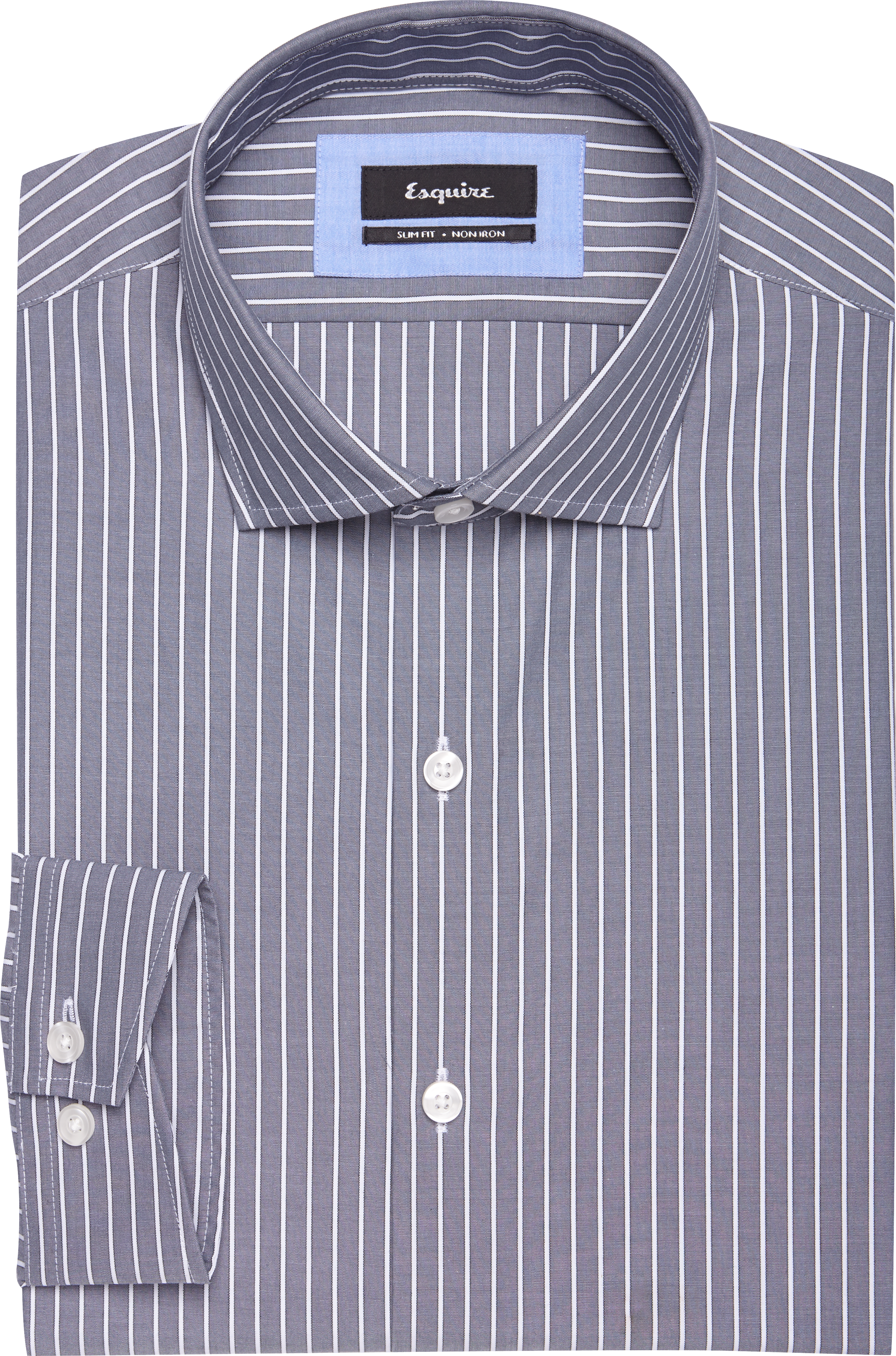 Esquire Light Gray Stripe Slim Fit Dress Shirt - Men's Sale | Men's ...