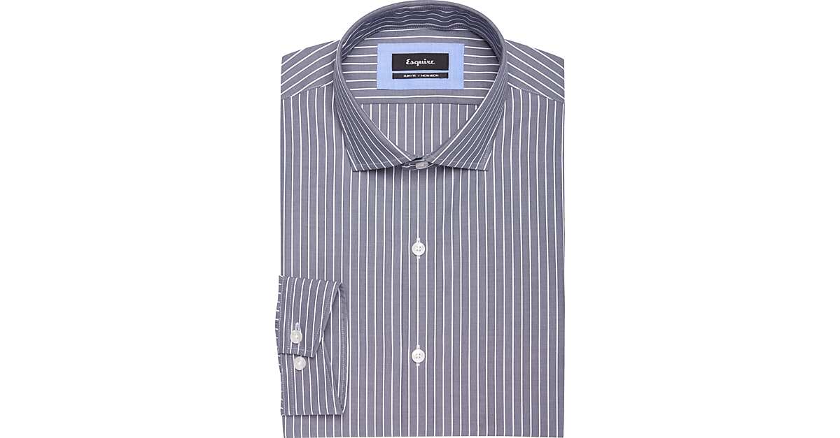 Esquire Light Gray Stripe Slim Fit Dress Shirt Men's Sale Men's Wearhouse