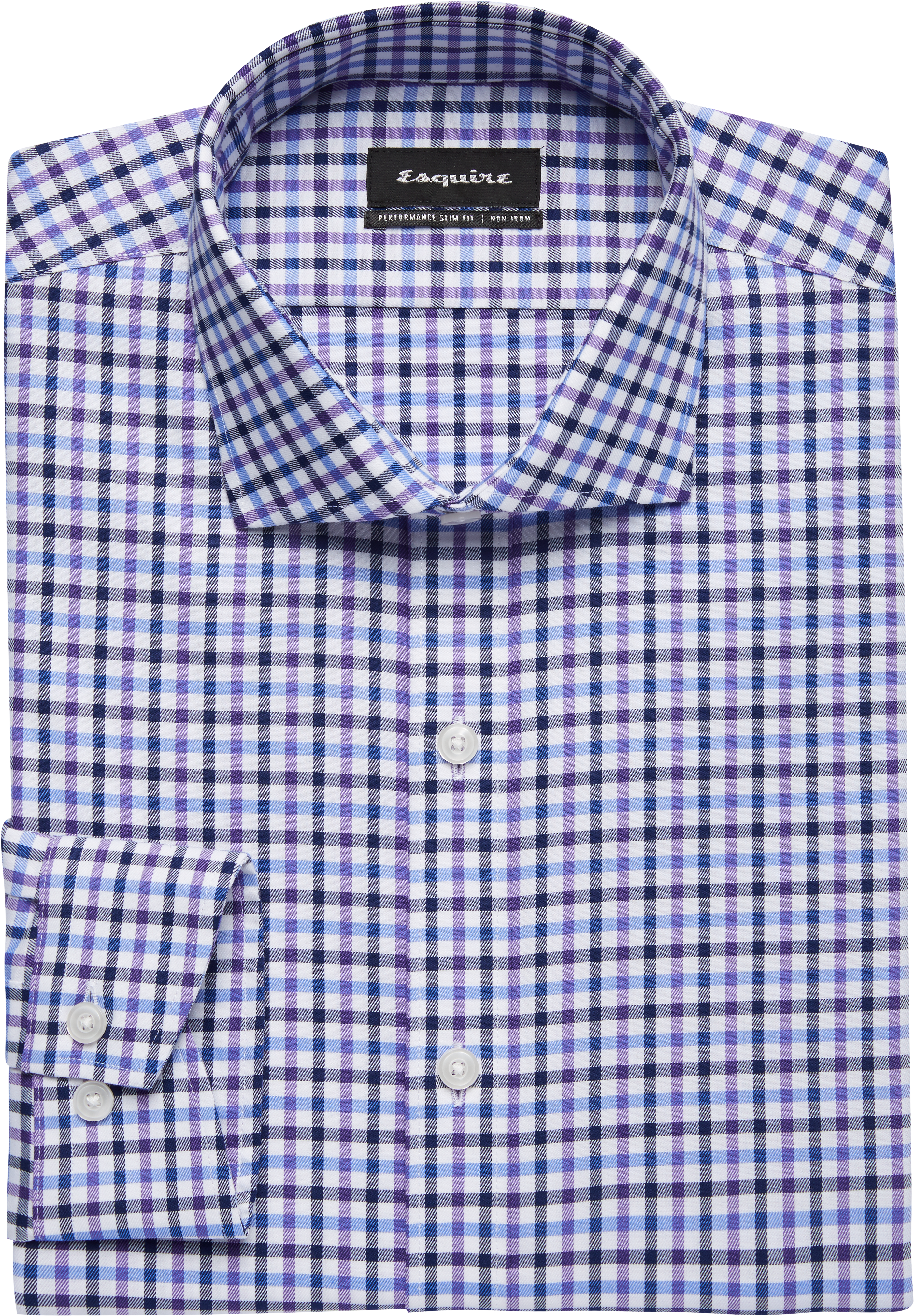 Esquire Purple & Blue Check Slim Fit Dress Shirt - Men's Sale | Men's ...