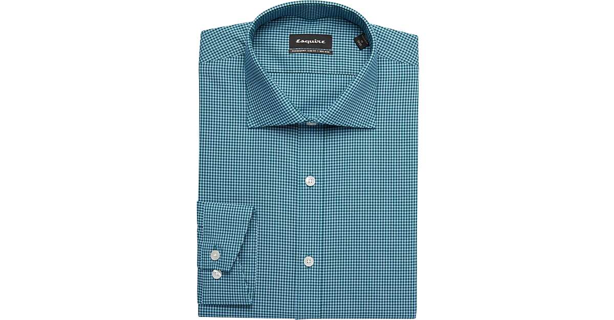 Esquire Green & Blue Check Slim Fit Dress Shirt Men's Sale Men's
