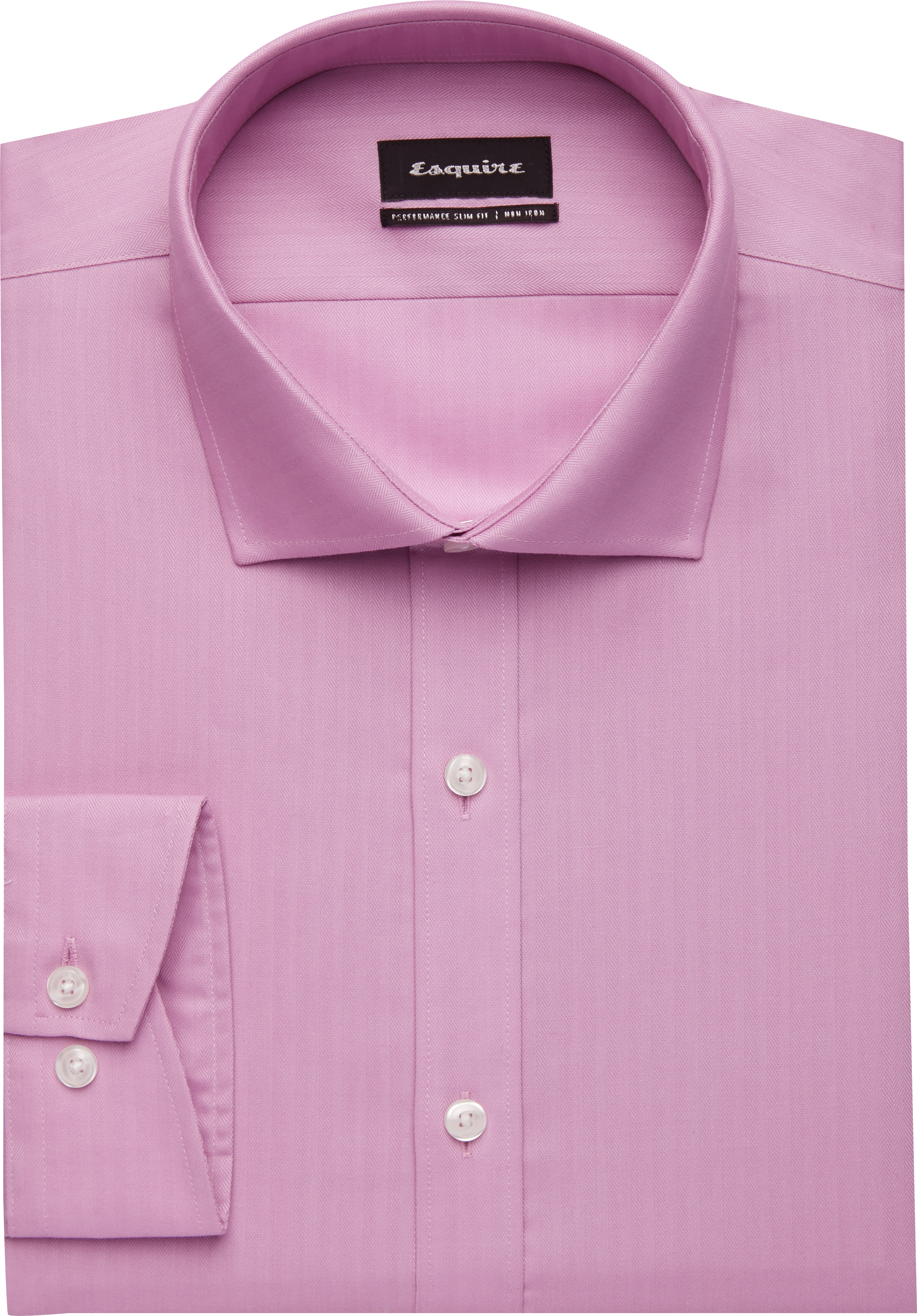 Esquire Non-Iron Pink Herringbone Slim Fit Dress Shirt - Men's Shirts ...