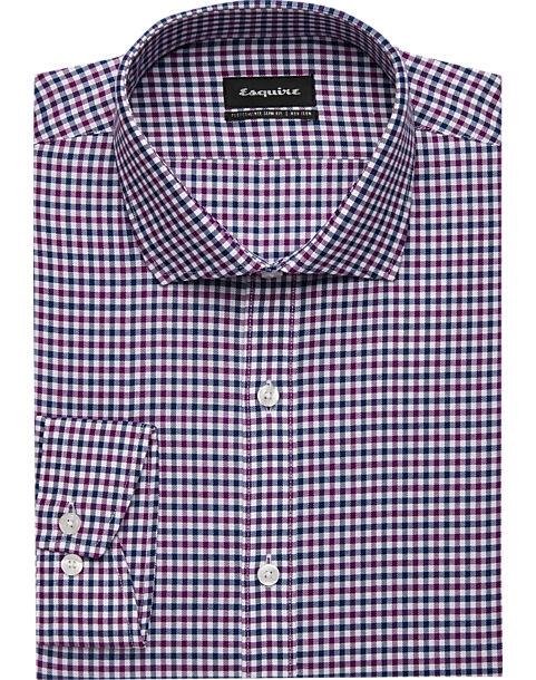 Esquire Non-Iron Navy Check Slim Fit Dress Shirt - Men's Sale | Men's ...