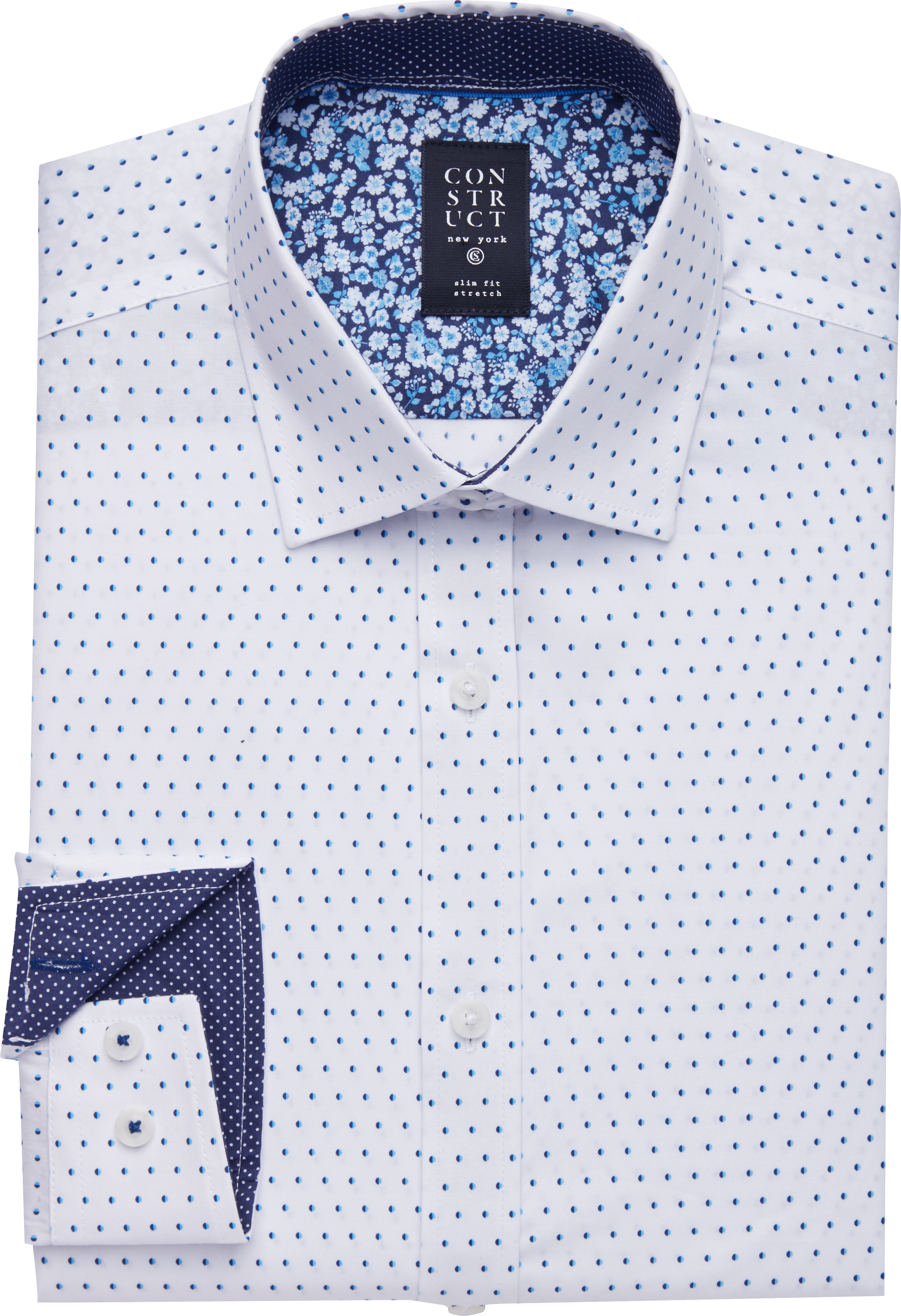 white dress shirt with dots