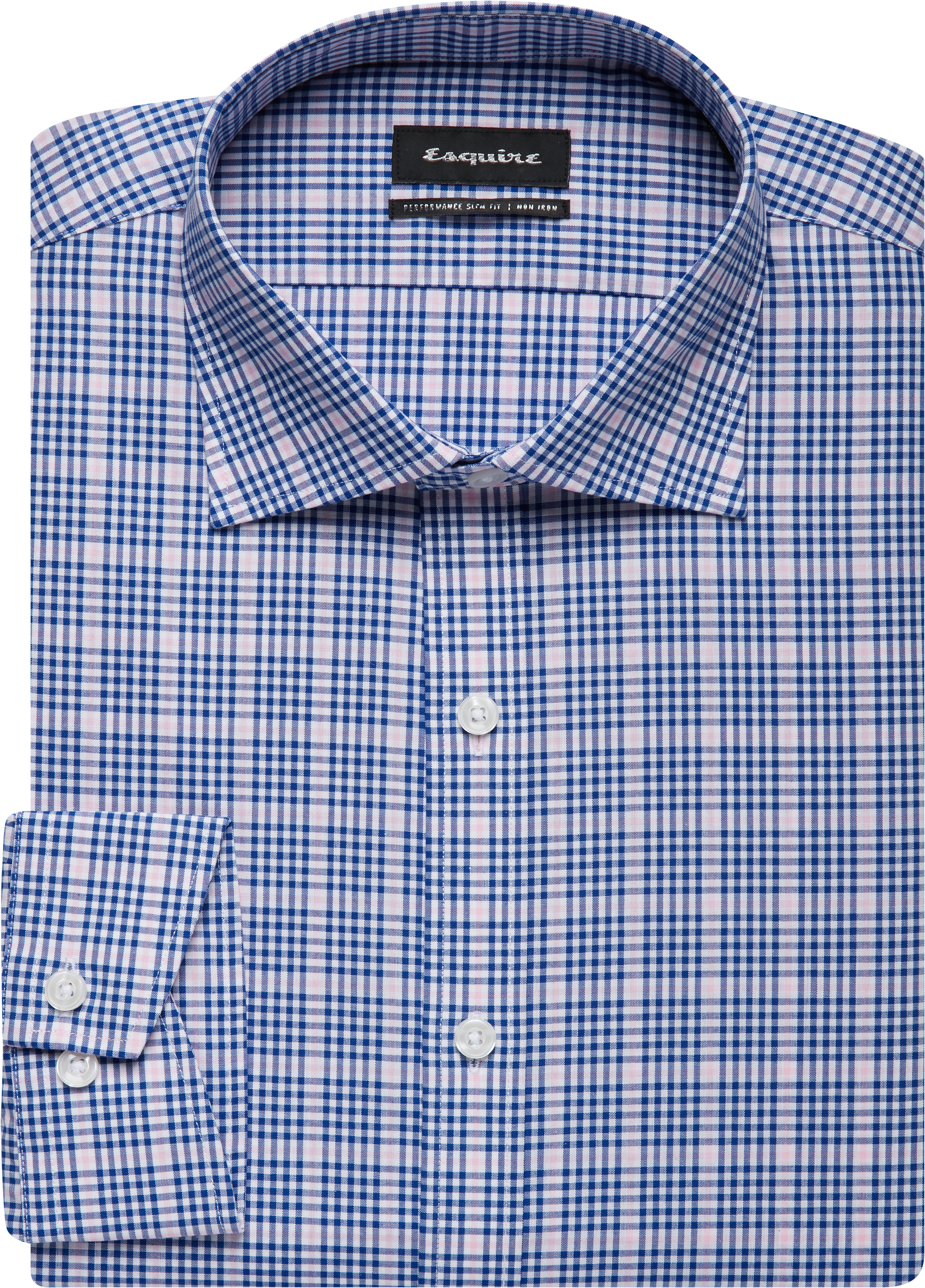 Esquire Blue & Pink Plaid Slim Fit Dress Shirt - Men's Sale | Men's ...