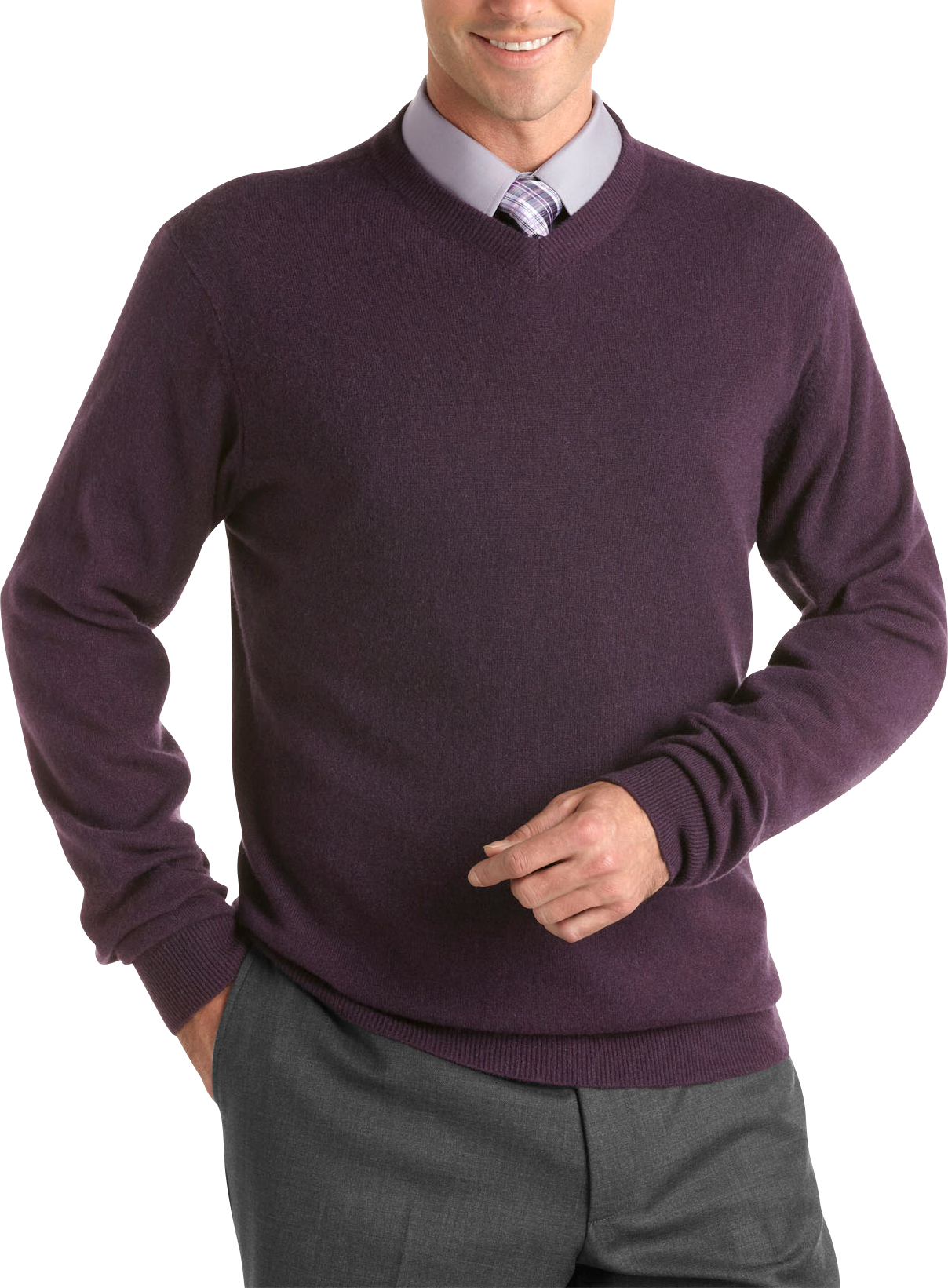 Pronto Uomo Purple Cashmere V-Neck Sweater - Men's Sale | Men's Wearhouse