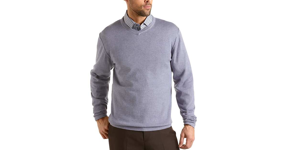 Pronto Uomo Chambray Cotton Cashmere VNeck Sweater Men's Sale Men