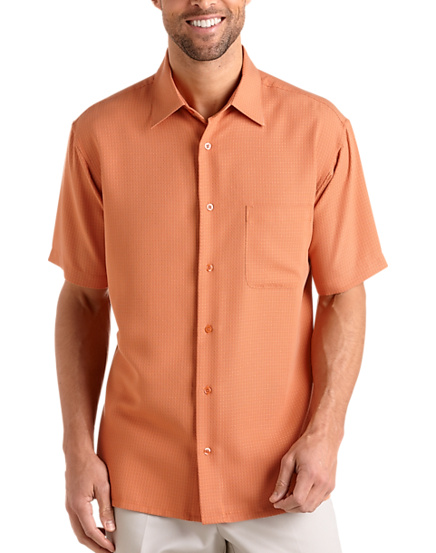Pronto Uomo Orange Camp Collar Shirt - Men's Sale | Men's Wearhouse