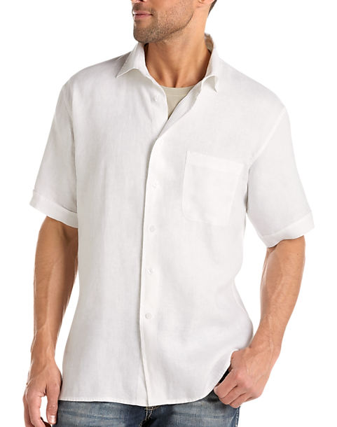 Pronto Uomo White Linen Slim-Fit Shirt - Men's Shirts | Men's Wearhouse