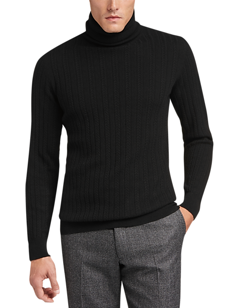 Joseph Abboud Collection Black Modern Fit Turtleneck Sweater - Men's ...