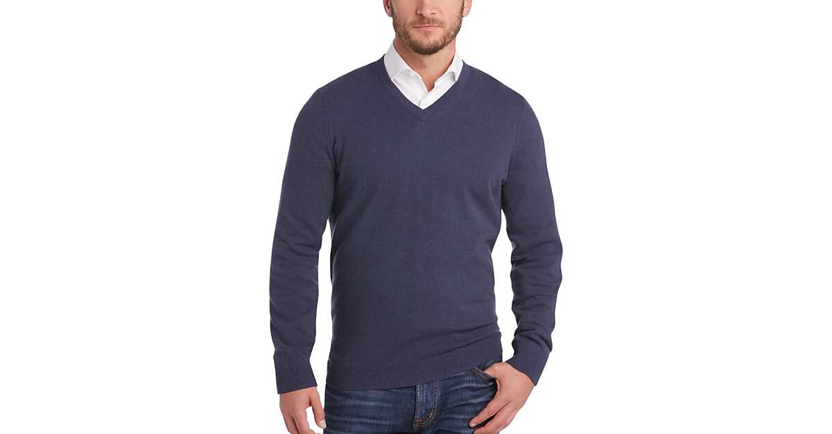 Joseph Abboud Blue Modern Fit Cashmere Sweater Men's Sale Men's