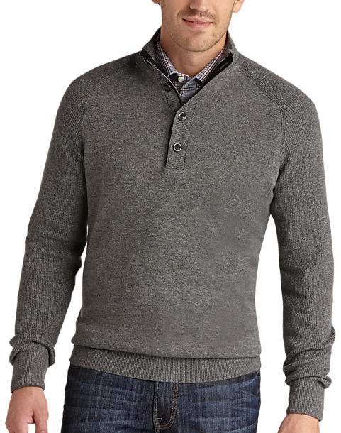 Pronto Blue Mock Neck Modern Fit Sweater, Charcoal - Men's Sale | Men's ...