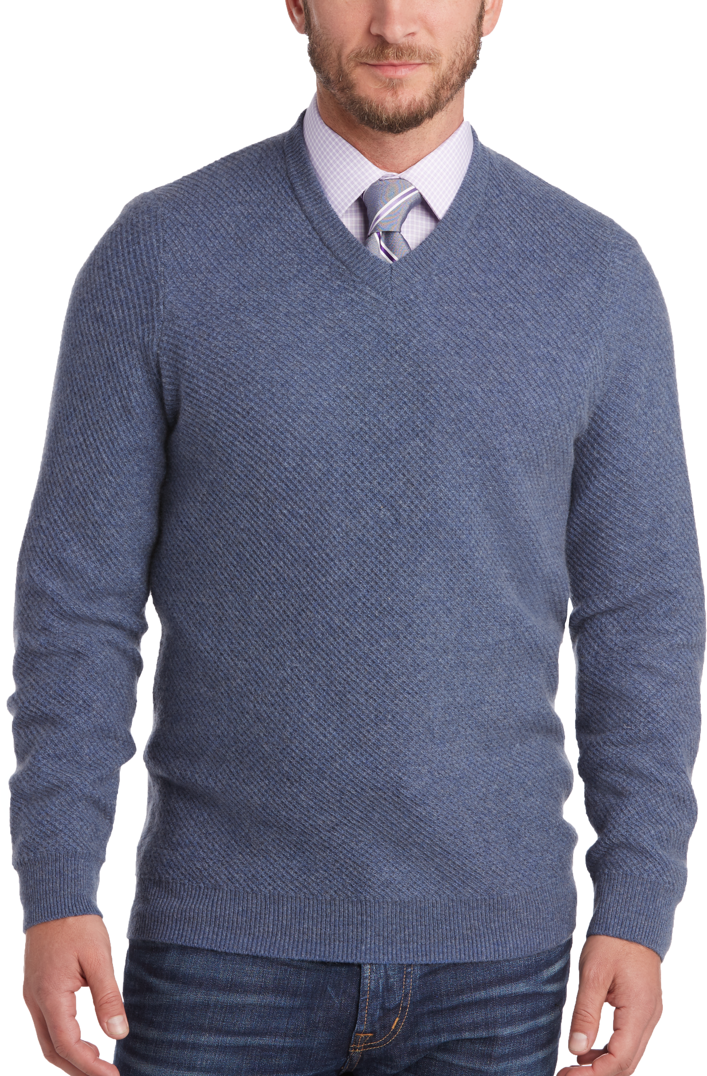 Joseph Abboud Blue Cashmere Modern Fit Sweater - Men's Sale | Men's ...
