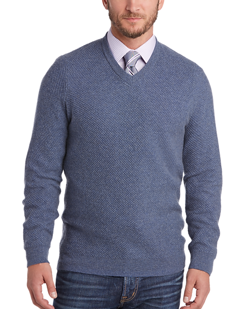 Joseph Abboud Blue Cashmere Modern Fit Sweater - Men's Sale | Men's ...