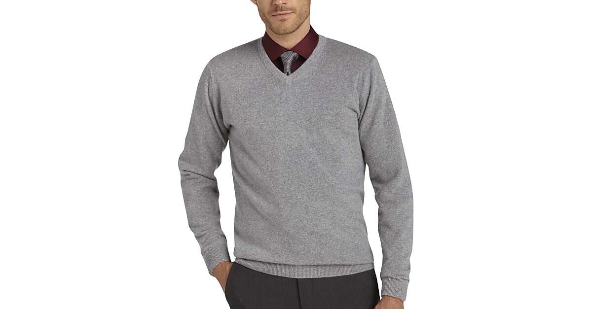 Joseph Abboud Light Gray VNeck Cashmere Sweater Men's Sale Men's