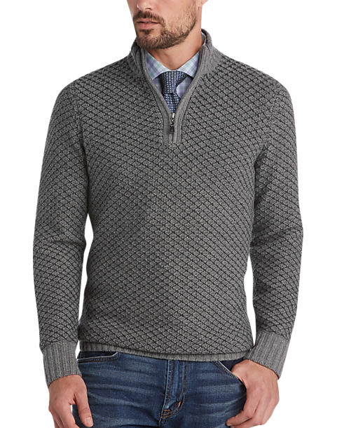 Joseph Abboud Charcoal Half-Zip Sweater - Men's Sale | Men's Wearhouse