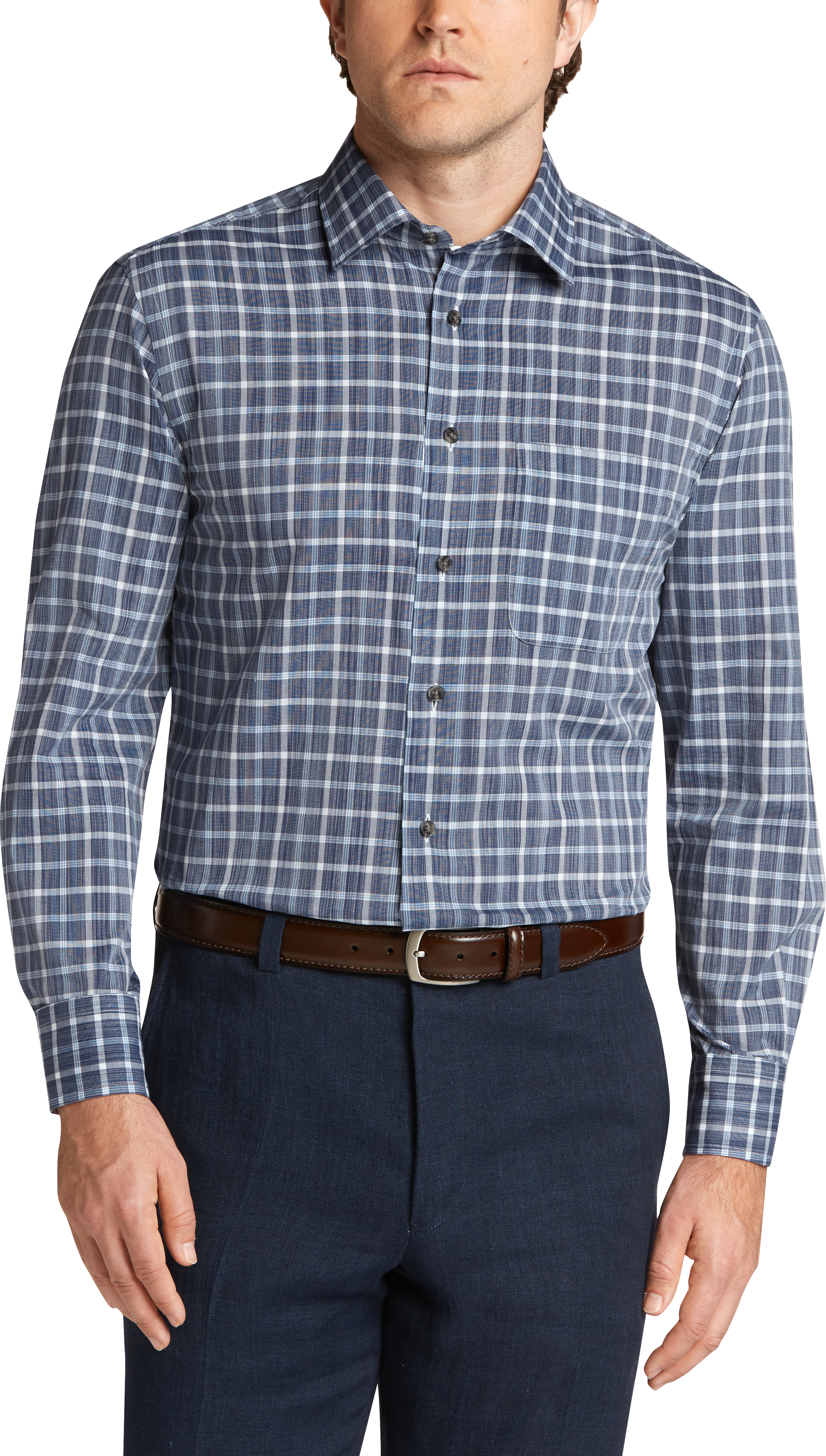 Joseph Abboud Collection Blue Plaid Sport Shirt - Men's Shirts | Men's ...