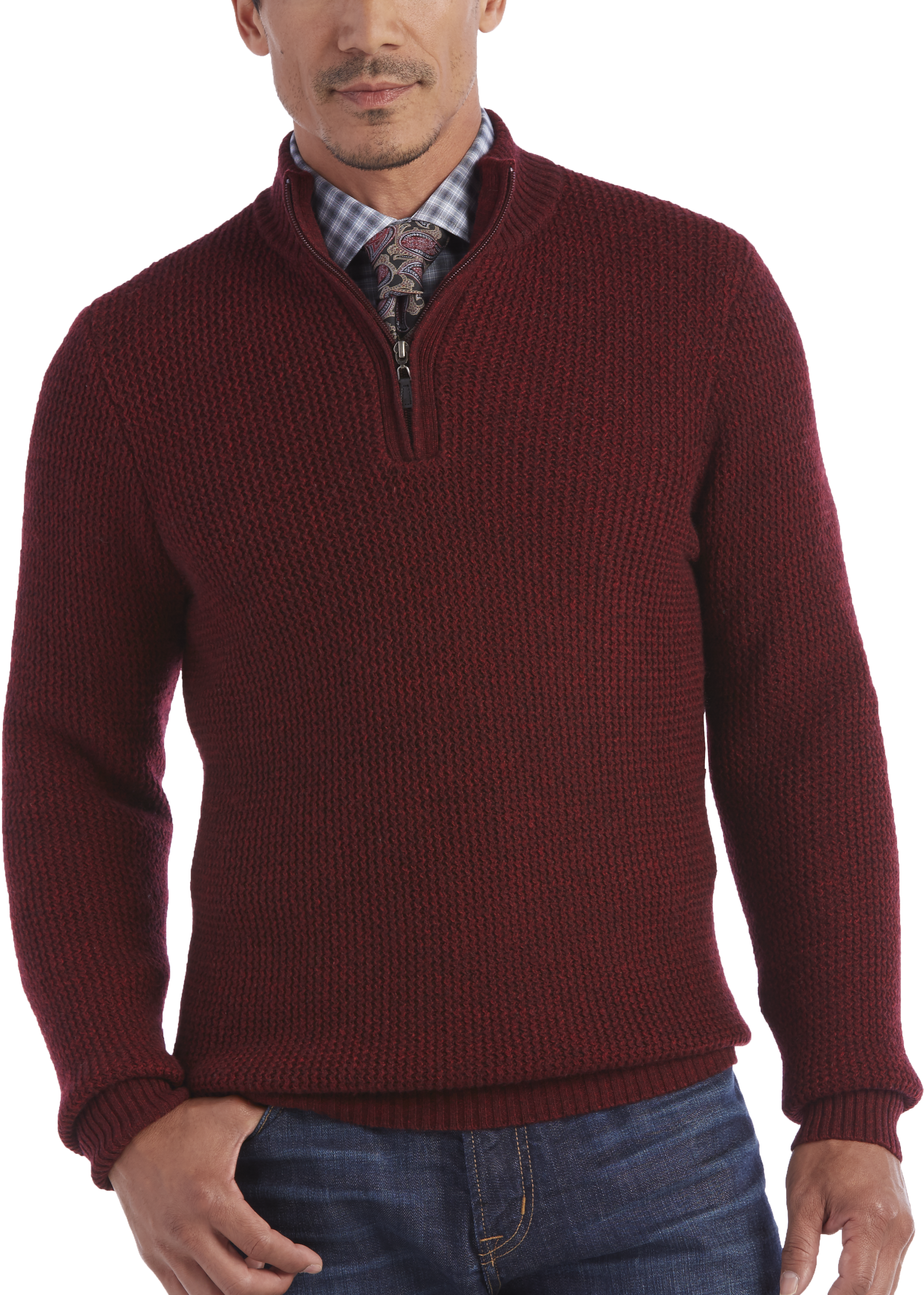maroon half zip sweater