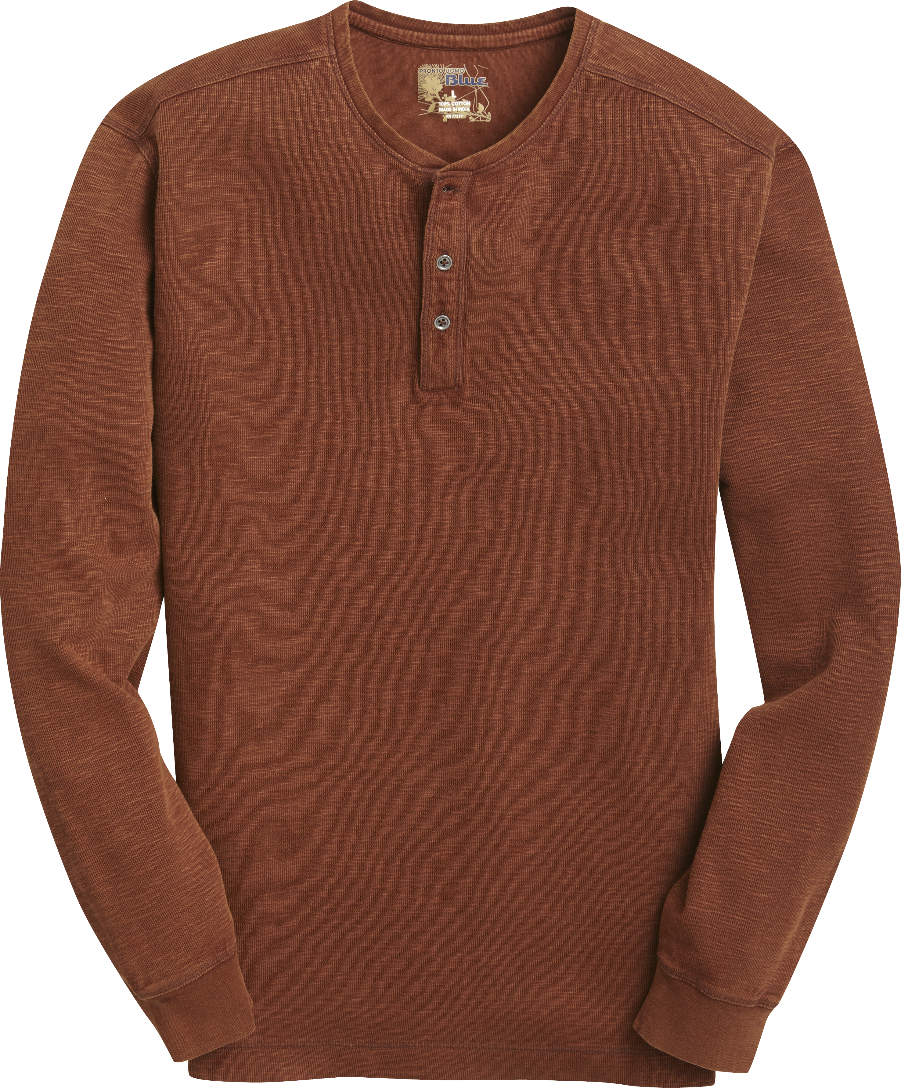 Pronto Blue Modern Fit Henley Shirt, Orange - Men's Sale | Men's Wearhouse