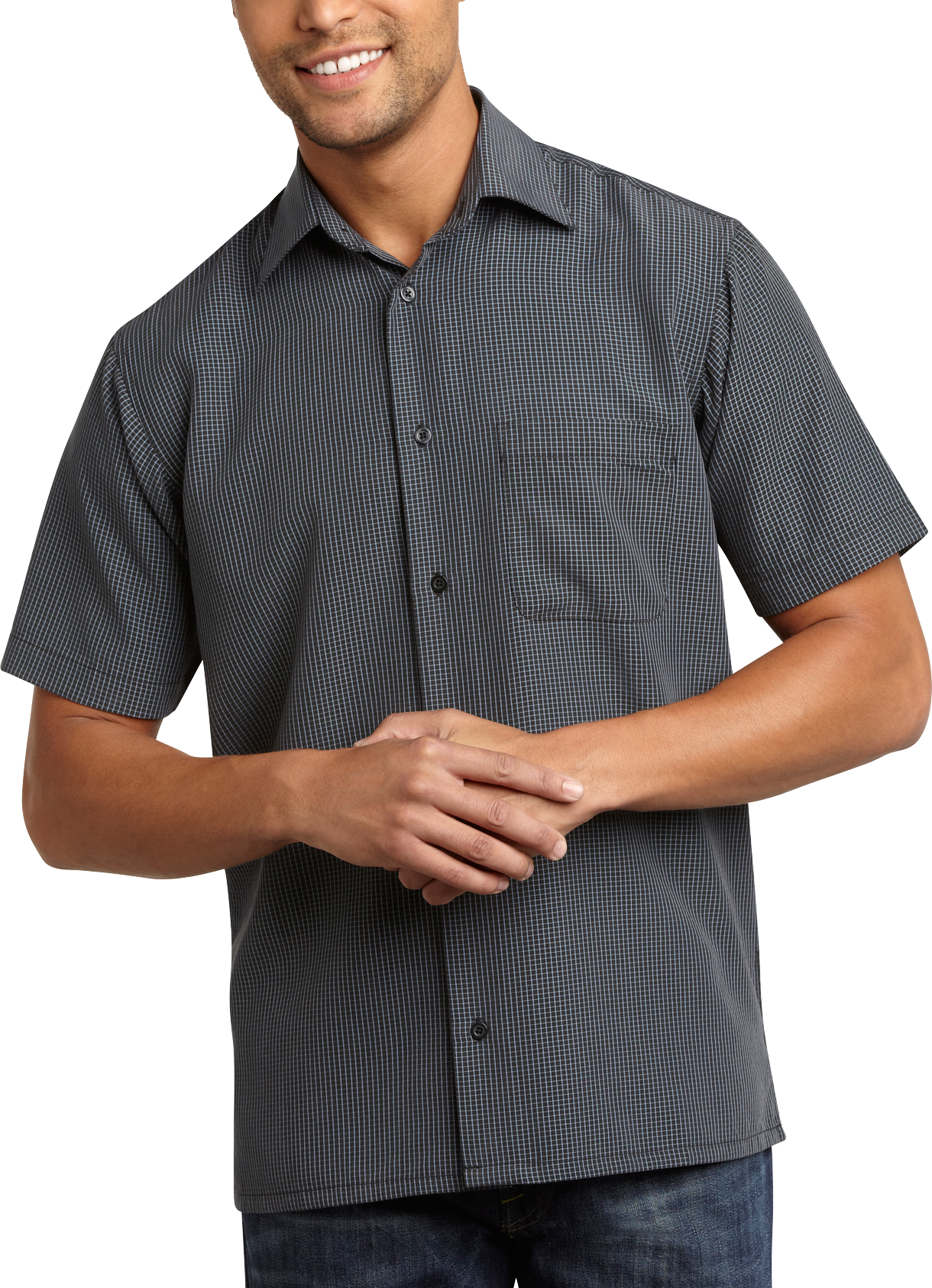 Pronto Uomo Black Check Camp Collar Shirt - Men's Sale | Men's Wearhouse