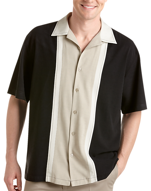 Joseph & Feiss Resort Black Panel Camp Collar Shirt - Men's Sale | Men ...