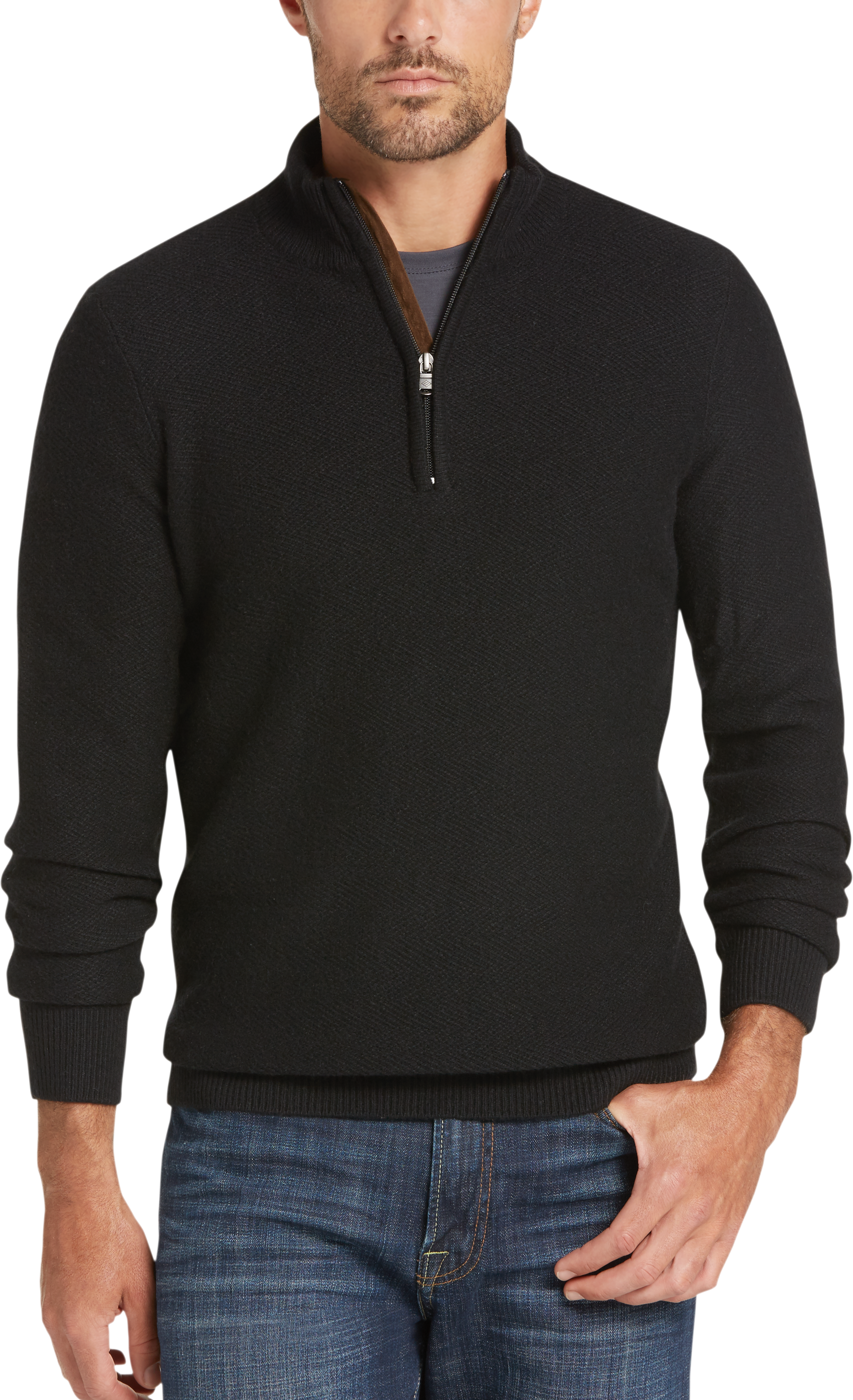 mock neck zip sweater