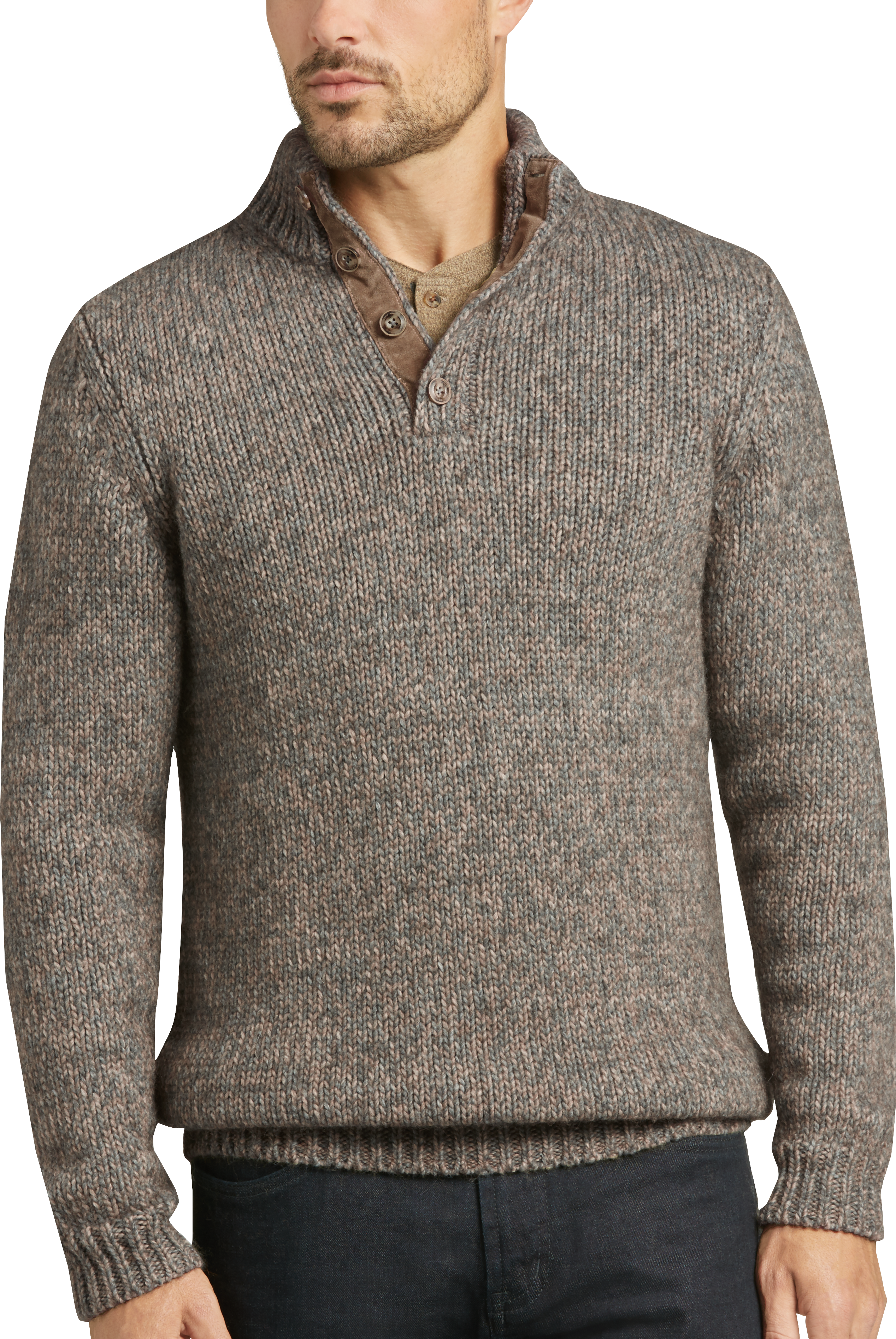 Joseph Abboud Light Brown Mock Neck Sweater - Men's Sale | Men's Wearhouse