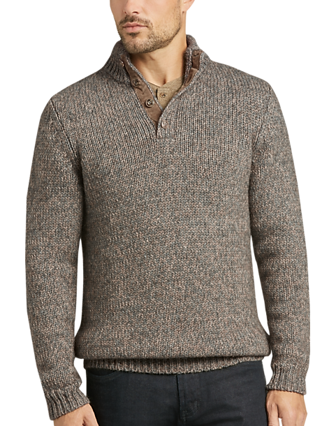 Joseph Abboud Light Brown Mock Neck Sweater - Men's Sale | Men's Wearhouse