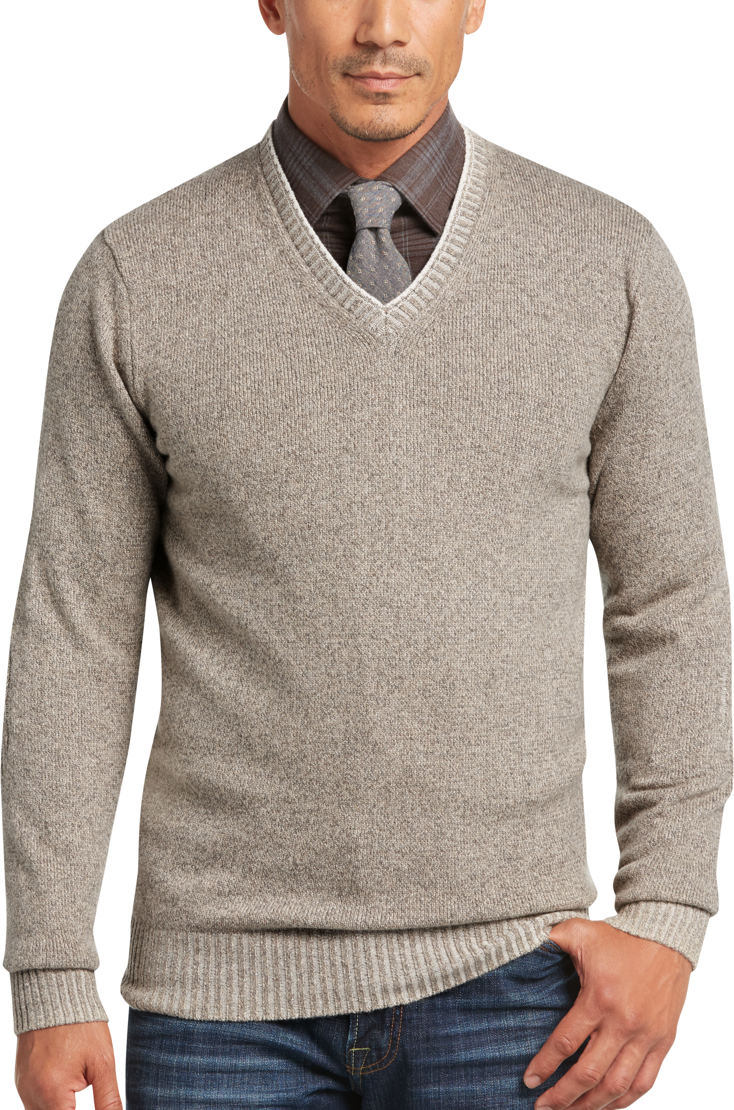 Joseph Abboud Tan V-Neck Sweater - Men's Sale | Men's Wearhouse