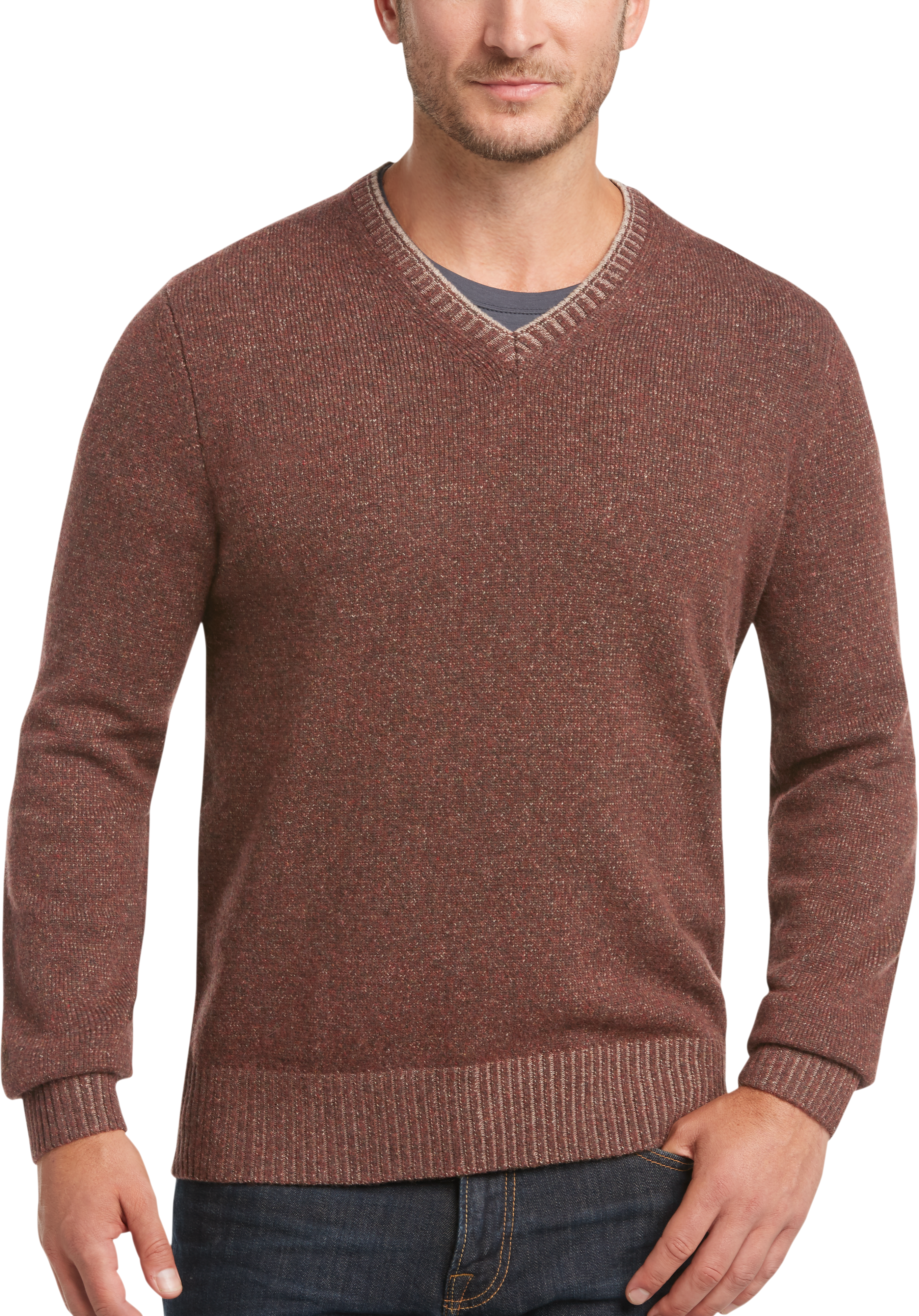 rust v neck sweater