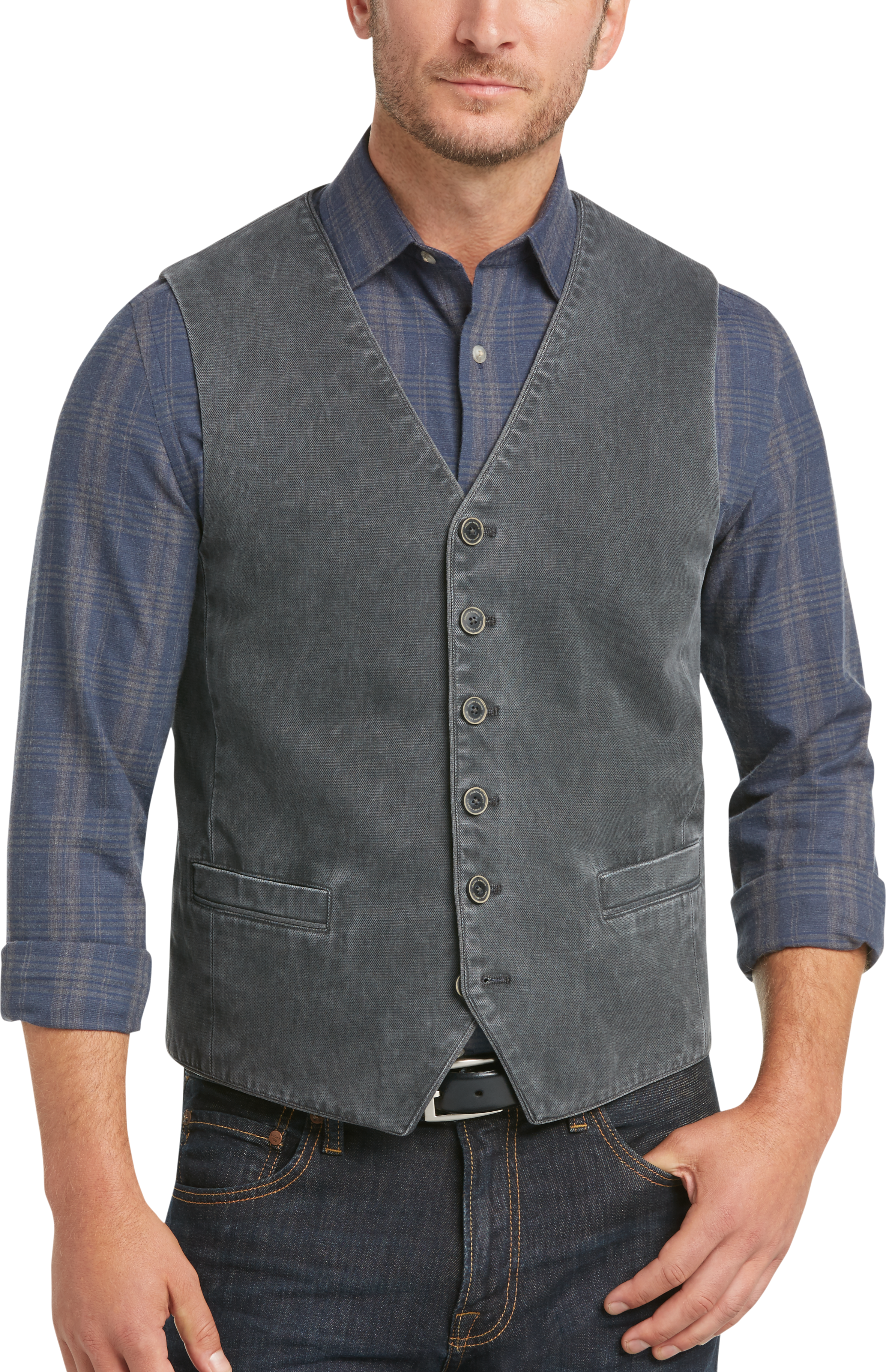 Joseph Abboud Gray Denim Vest - Men's Suits | Men's Wearhouse