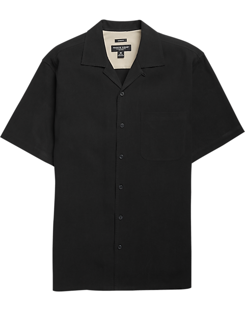 Pronto Uomo Black Silk Camp Shirt - Men's Sale | Men's Wearhouse