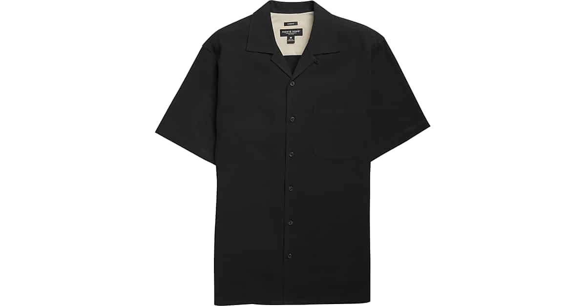 Pronto Uomo Black Silk Camp Shirt - Men's Sale | Men's Wearhouse
