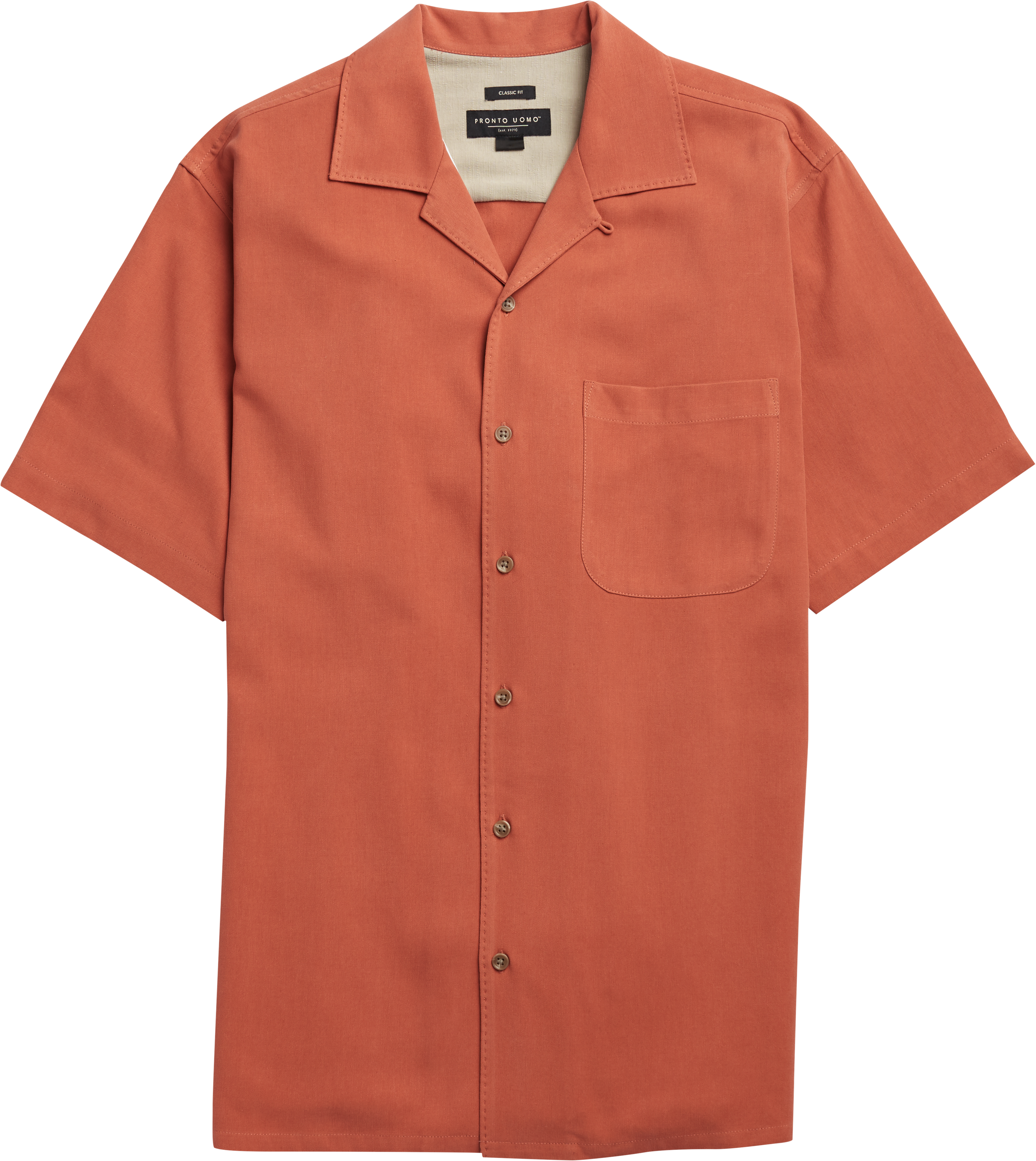 Pronto Uomo Orange Silk Camp Shirt - Men's Sale | Men's Wearhouse