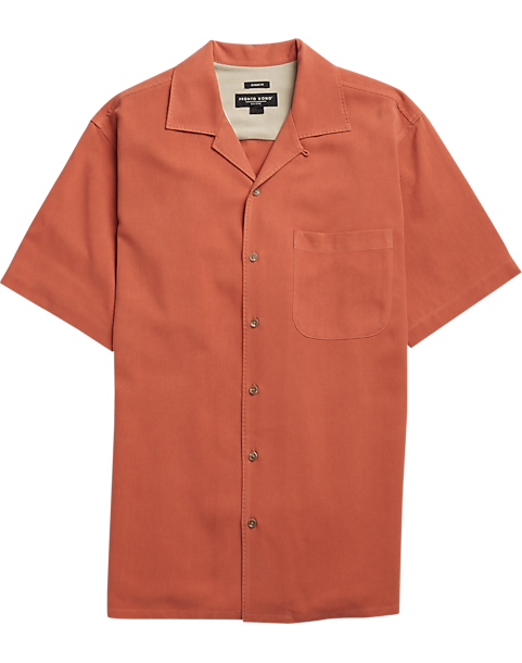 Pronto Uomo Orange Silk Camp Shirt - Men's Sale | Men's Wearhouse