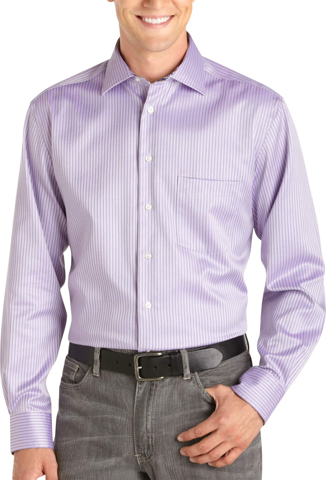 Egara Lavender Stripe Woven French Cuff Shirt - Men's Sale | Men's ...